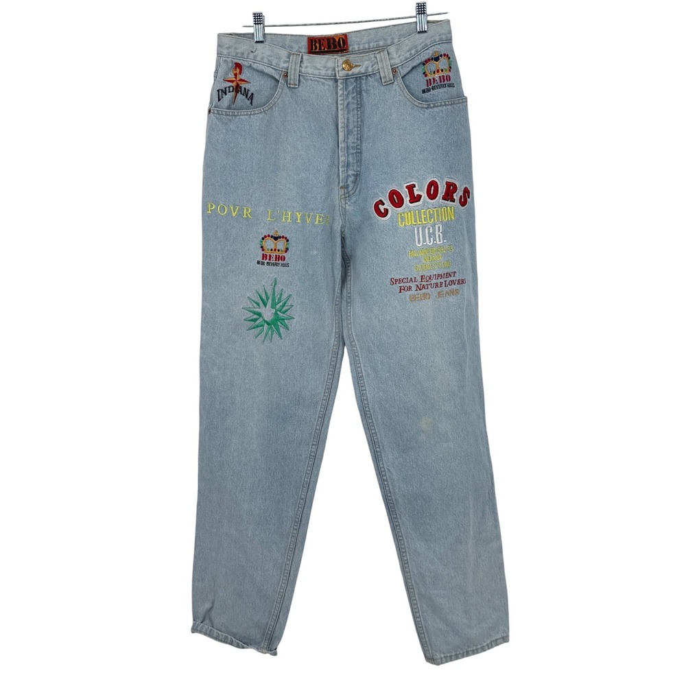Vintage Bebo‎ Jeans Colors Embroidered Light Wash Denim Pants Mens Y2K 90s